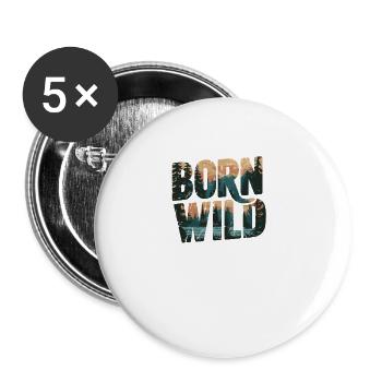 Born Wild: Scenic Landscape Typography - Buttons small 1''/25 mm (5-pack) - white - Front