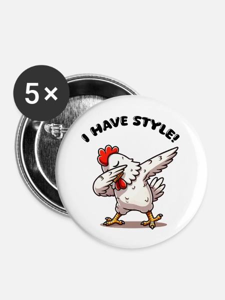 dabbing huhn - Buttons klein 25 mm (5er Pack) - Weiß