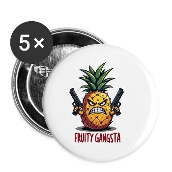 Pineapple Fruity Gangsta L’ananas le plus dur du monde - Lot de 5 petits badges (25 mm) - blanc - Devant