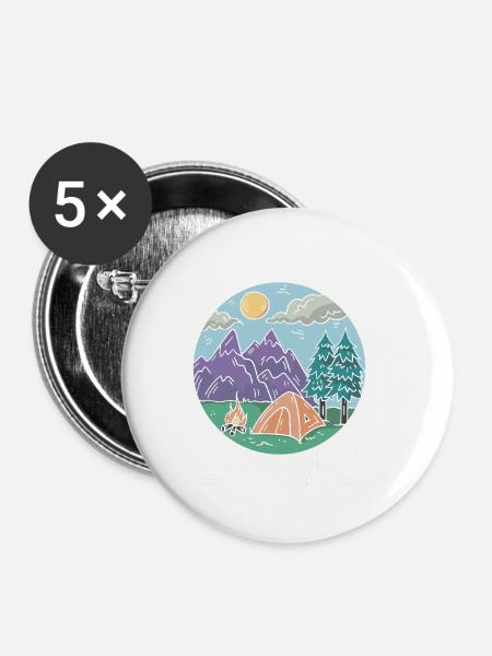 Camping Campfire Camper - Buttons klein 25 mm (5er Pack) - Weiß
