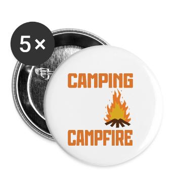 Camping Feu de camp Camper - Lot de 5 petits badges (25 mm) - blanc - Devant