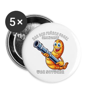 SHOT THE EARLY BIRD SELF-DEFENSE - Buttons small 1''/25 mm (5-pack) - white - Front