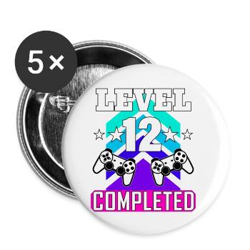 12 Anniversaire - Lot de 5 petits badges (25 mm) - blanc - Devant