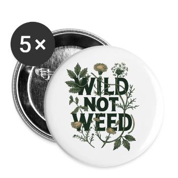 Wild Not Weed - Botanical Foraging Nature Art - Buttons small 1''/25 mm (5-pack) - white - Front