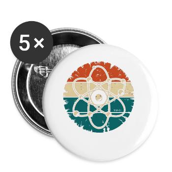 Retro Atom Art Biology Physics Chemistry Science - Buttons klein 25 mm (5er Pack) - Weiß - Vorne