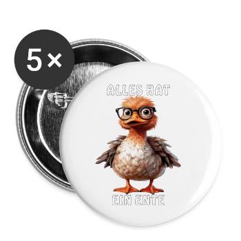 ENTE ALLES HAT EIN ENTE - Buttons klein 25 mm (5er Pack) - Weiß - Vorne