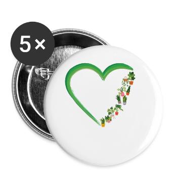 Amoureux des plantes Jardinage Coeur - Lot de 5 petits badges (25 mm) - blanc - Devant