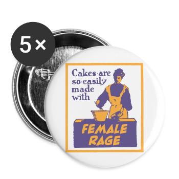 Cakes Made with Female Rage - Buttons klein 25 mm (5er Pack) - Weiß - Vorne