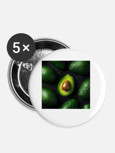 Avocado - Buttons klein 25 mm (5er Pack) - Weiß