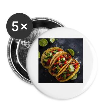 Tacos - Buttons klein 25 mm (5er Pack) - Weiß - Vorne