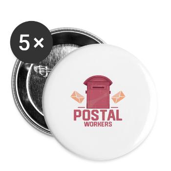 Don't Mess With Postal Workers Mailman Mail - Buttons klein 25 mm (5er Pack) - Weiß - Vorne
