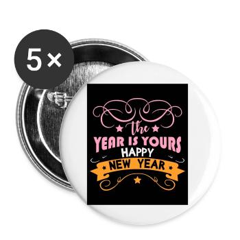 Nouvel An 9 - Lot de 5 petits badges (25 mm) - blanc - Devant