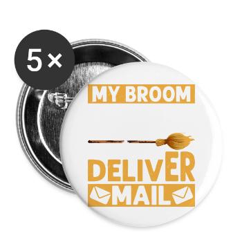 My Broom Broke So Now I Deliver Mail Postal Worker - Buttons klein 25 mm (5er Pack) - Weiß - Vorne