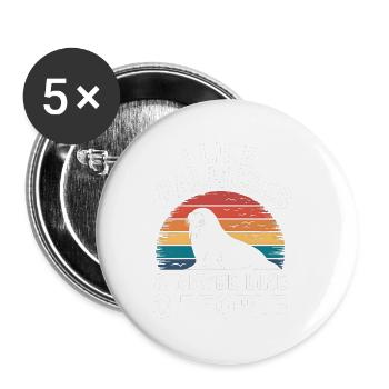 Walross - Buttons klein 25 mm (5er Pack) - Weiß - Vorne