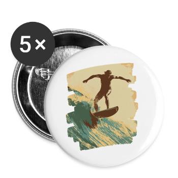 Surfeur - Lot de 5 petits badges (25 mm) - blanc - Devant