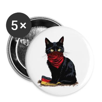 Black Cat Antifa - Schwarze Katze - Buttons klein 25 mm (5er Pack) - Weiß - Vorne