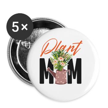 Amoureux des plantes Jardinage Plante Maman - Lot de 5 petits badges (25 mm) - blanc - Devant