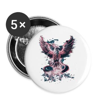 Cyber Phoenix – Digital Rebirth & Tech Ascension - Buttons small 1''/25 mm (5-pack) - white - Front