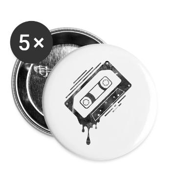 Cassette dégoulinante - Lot de 5 petits badges (25 mm) - blanc - Devant