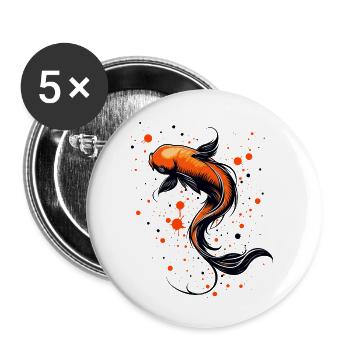 Koi Fish Harmony - Buttons small 1''/25 mm (5-pack) - white - Front