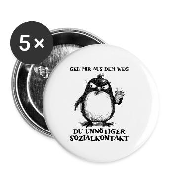 Geh mir aus dem Weg Du unnötiger Sozialkontakt - Buttons klein 25 mm (5er Pack) - Weiß - Vorne