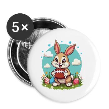 American Football Osterhase Sport Ostern Spaß - Buttons klein 25 mm (5er Pack) - Weiß - Vorne