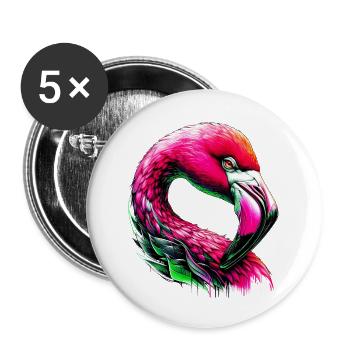 Flamant - Lot de 5 petits badges (25 mm) - blanc - Devant