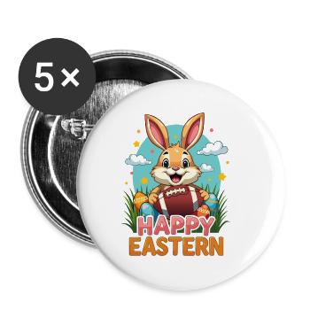 American Football Happy Eastern Osterhase Sport - Buttons klein 25 mm (5er Pack) - Weiß - Vorne