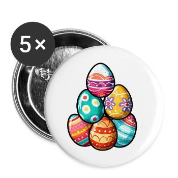 Oeufs de Pâques Lapin de Pâques Fête de Pâques - Lot de 5 petits badges (25 mm) - blanc - Devant