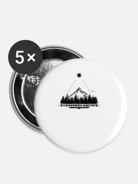 Evergreen Escape Mountain Peak - Buttons klein 25 mm (5er Pack) - Weiß