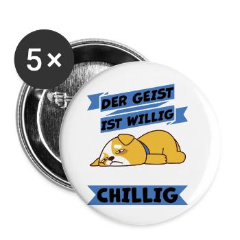körper chillig haha ich piss mich - Buttons klein 25 mm (5er Pack) - Weiß - Vorne