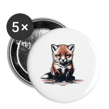 Waldtier Fuchs Füchse Kinder Kind Märchen - Buttons klein 25 mm (5er Pack) - Weiß - Vorne