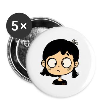 Thoughtful cartoon girl - Buttons small 1''/25 mm (5-pack) - white - Front