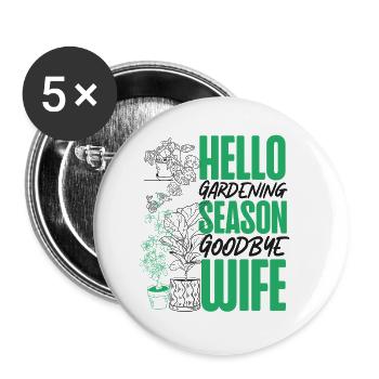 Amoureux des plantes Jardinage Mari Femme - Lot de 5 petits badges (25 mm) - blanc - Devant