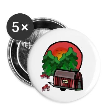 Bauwagen Natur Urlaubsreif Camping Campen - Buttons klein 25 mm (5er Pack) - Weiß - Vorne