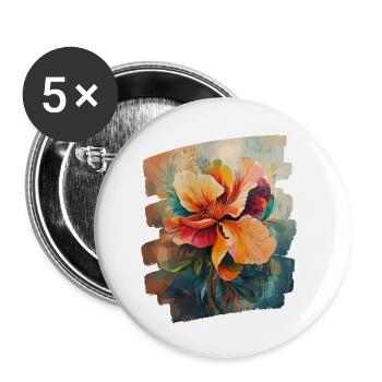 Frühling Frühlingsanfang Blume Blumen - Buttons klein 25 mm (5er Pack) - Weiß - Vorne