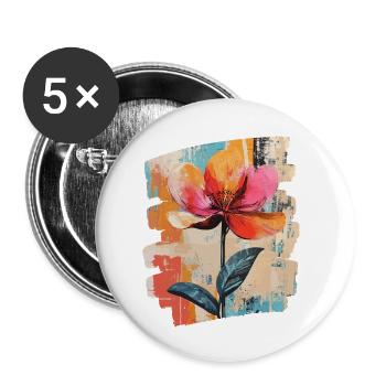 Frühling Frühlingsanfang Blume Blumen - Buttons klein 25 mm (5er Pack) - Weiß - Vorne