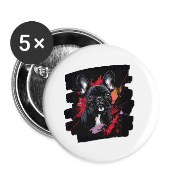 Frenchie Französische Bulldogge - Buttons klein 25 mm (5er Pack) - Weiß - Vorne