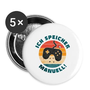 Gift for Gamers - Fun Retro Gaming Design - Buttons small 1''/25 mm (5-pack) - white - Front
