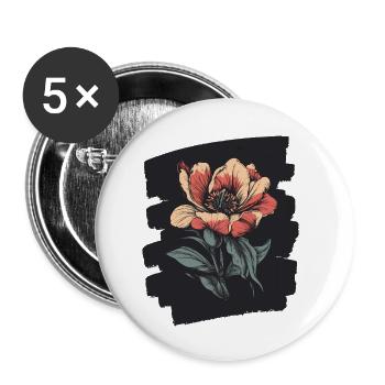 Frühling Frühlingsanfang Blume Blumen - Buttons klein 25 mm (5er Pack) - Weiß - Vorne