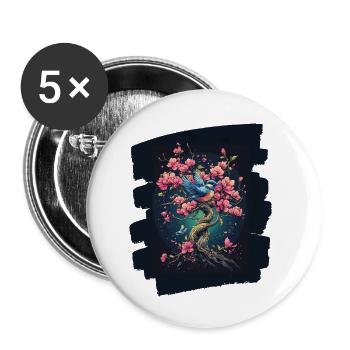 Frühling Frühlingsanfang Blume Blumen - Buttons klein 25 mm (5er Pack) - Weiß - Vorne