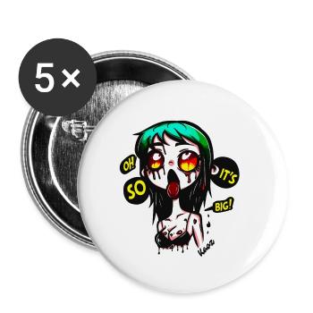 Oh, es ist so groß: Schockierter Horror Zombie - Buttons klein 25 mm (5er Pack) - Weiß - Vorne