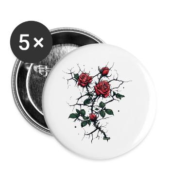 Roses break through concrete: the power of love - Buttons small 1''/25 mm (5-pack) - white - Front