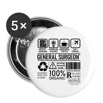 General Surgeon multi tasking problem solving - Buttons small 1''/25 mm (5-pack) - white - Front