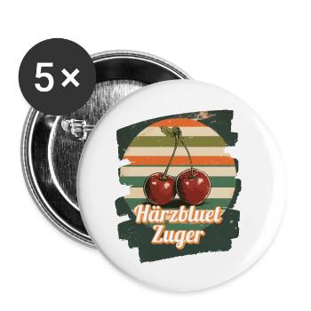 Härzbluetzuger Zuger Chriesi Cerises Canton Zoug - Lot de 5 petits badges (25 mm) - blanc - Devant