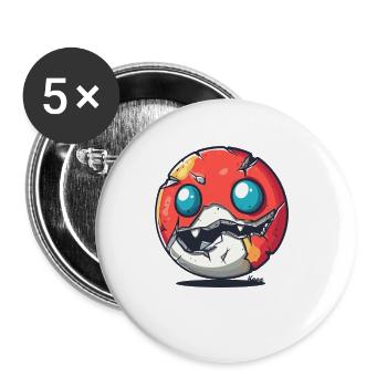 Zerbrochenes Kugel Monster mit Zähnen - Buttons klein 25 mm (5er Pack) - Weiß - Vorne