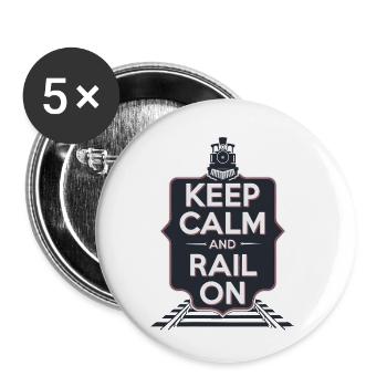 KEEP CALM AND RAIL ON - Buttons small 1''/25 mm (5-pack) - white - Front