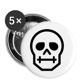 Skull - Buttons small 1''/25 mm (5-pack) - white - Front