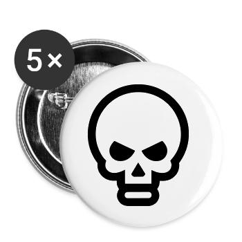 Skull - Buttons small 1''/25 mm (5-pack) - white - Front
