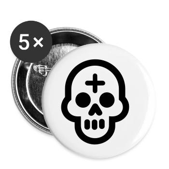 Skull - Buttons small 1''/25 mm (5-pack) - white - Front
